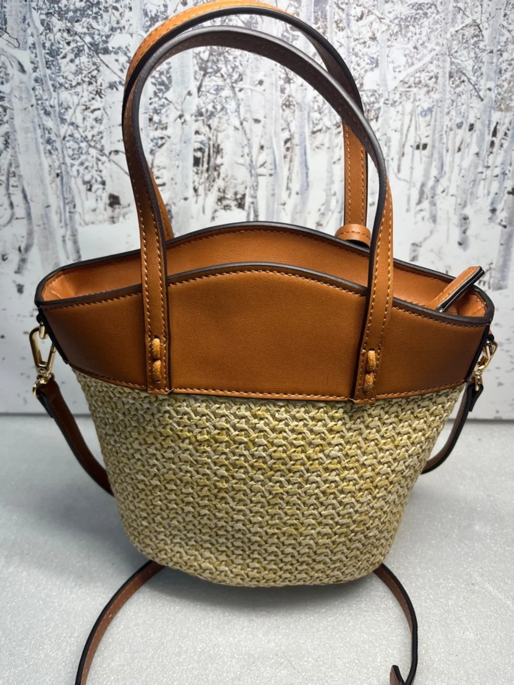 Straw Crossbody Bag Summer Beach Shoulder Top Handle Hobo Tote Woven Bucket Bag - Picture 4 of 12